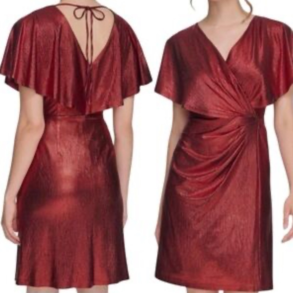 Elegant Burgundy Halter Dress side 4